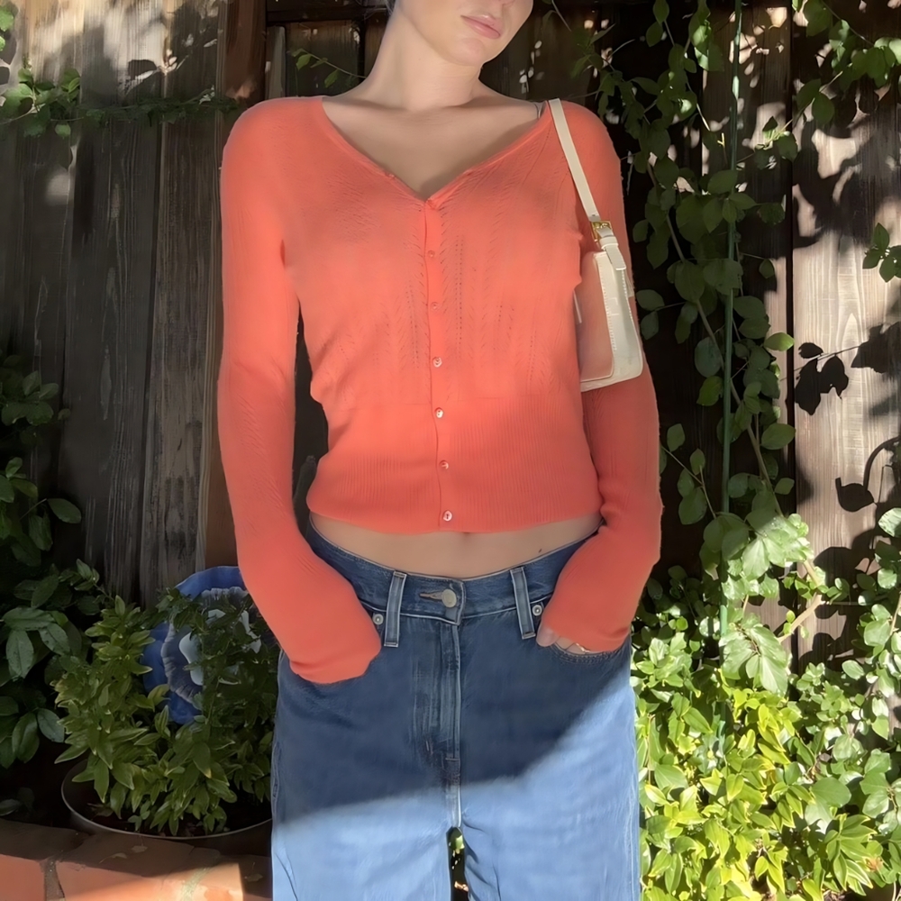 Women's Orange Cardigan Top